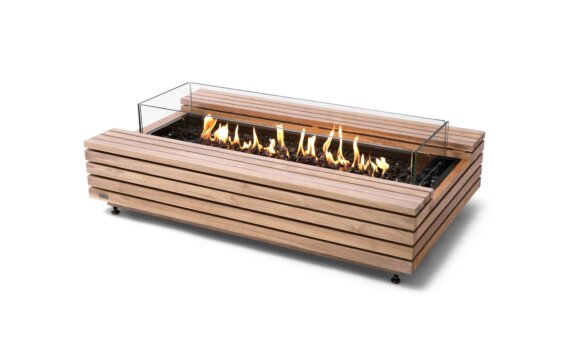 Cosmo 50 Table Cheminée - Gaz LP/NG / Teck / *Pare-feu en option / Les couleurs du teck peuvent varier en fonction de la taille de la pièce. EcoSmart Fire
