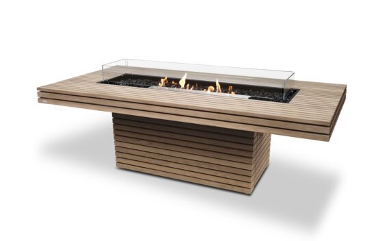 Gin 90 (Dining) Fire Table - Ethanol / Teak / *Optional fire screen / Teak colours may vary by EcoSmart Fire