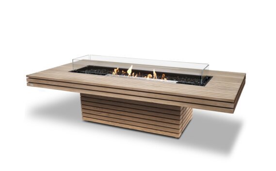 Gin 90 (Chat) Fire Table - Ethanol / Teak / *Optional fire screen / Teak colours may vary by EcoSmart Fire